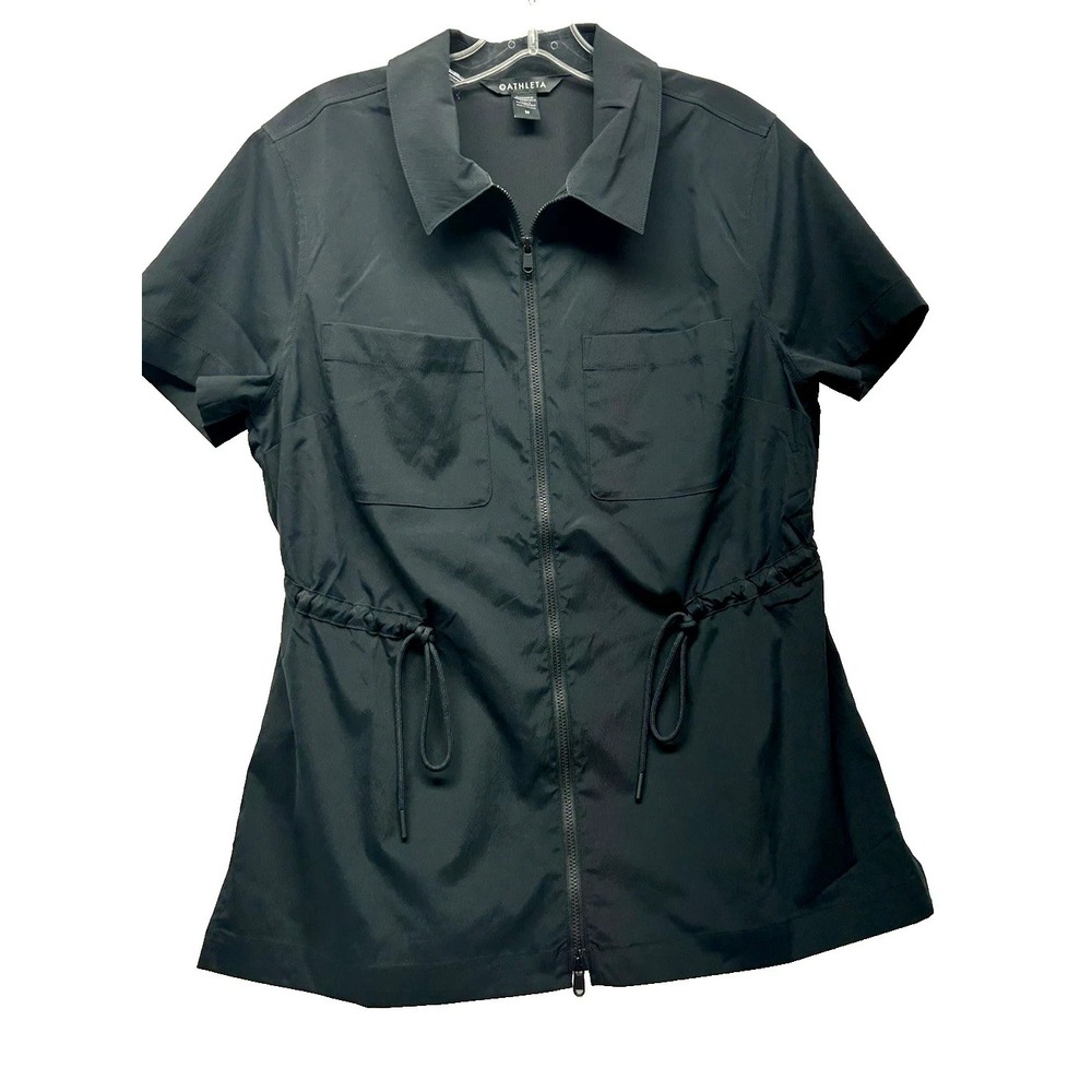 Athleta Women's Zip Up Black Cinch Medium Polyester Shirt (F7)